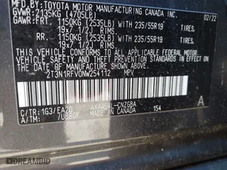 2022 Toyota RAV4 Limited with VIN 2T3N1RFV0NW254112, listed as a IAAI auction lot 41295016 with 22,211 mi miles. Bid and sale history available at carsss.com. Image 9.