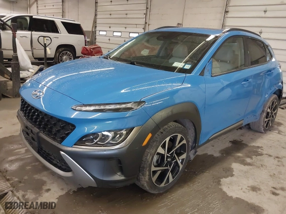 2022 Hyundai Kona Limited with VIN KM8K5CA31NU878259, listed as a IAAI auction lot 42027394 with 34,418 mi miles. Bid and sale history available at carsss.com. Image 19.