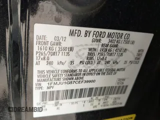 2012 Ford Expedition XL with VIN 1FMJU1G57CEF39900, listed as a IAAI auction lot 41745289 with 179,897 mi miles and . Bid and sale history available at DreamBid. Image 9.