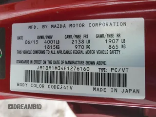 2015 Mazda 3 S Grand Touring with VIN JM1BM1M34F1276160, listed as a Copart auction lot 47063865 with 223,803 mi miles and Clean Title. Bid and sale history available at DreamBid. Image 12.