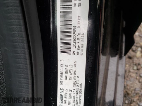 2012 Chrysler 200 Touring with VIN 1C3CCBBB3CN288204, listed as a Copart auction lot 51597045 with 119,765 mi miles and Clean Title. Bid and sale history available at carsss.com. Image 12.
