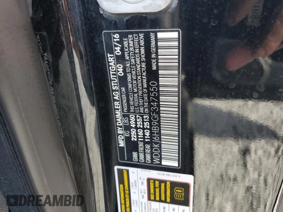 2016 Mercedes-Benz E-Class E 400 with VIN WDDKJ6HB9GF347550, listed as a Copart auction lot 49411005 with 164,901 mi miles and Clean Title. Bid and sale history available at carsss.com. Image 12.