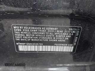2012 Volkswagen CC R-Line with VIN WVWMP7AN9CE535769, listed as a IAAI auction lot 42409701 with 120,048 mi miles and . Bid and sale history available at DreamBid. Image 9.