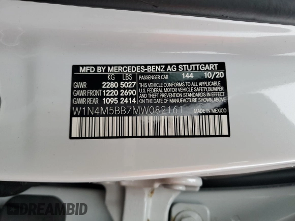 2021 Mercedes-Benz GLB with VIN W1N4M5BB7MW082161, listed as a Copart auction lot 87110434 with 35,993 mi miles and Salvage Title. Bid and sale history available at carsss.com. Image 15.