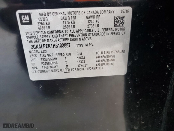 2017 GMC Terrain SLT with VIN 2GKALPEK1H6133887, listed as a Copart auction lot 49676285 with 106,380 mi miles and Clean Title. Bid and sale history available at carsss.com. Image 12.