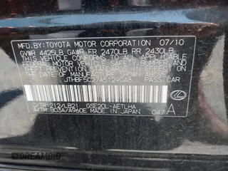 2010 Lexus IS 250 with VIN JTHBF5C27A5129048, listed as a IAAI auction lot 42386061 with 97,195 mi miles and . Bid and sale history available at DreamBid. Image 9.
