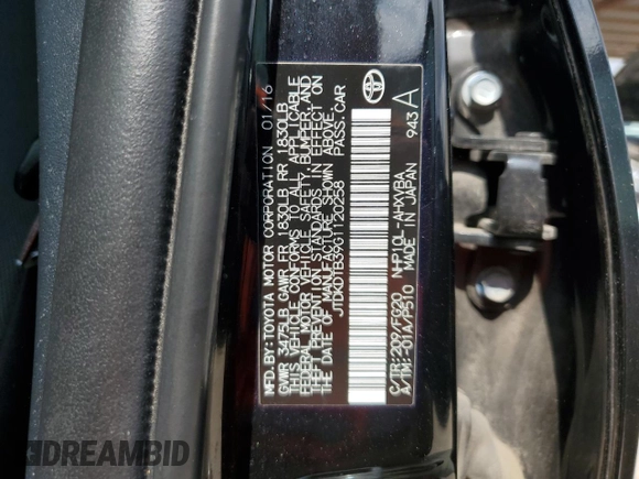 2016 Toyota Prius One z VIN JTDKDTB39G1120258, wystawiony jako Copart lot #53087775 z przebiegiem 134 803 mil mil oraz Czysty tytuł • Clean title. Historia ofert i sprzedaży dostępna na DreamBid. Obrazek 12.