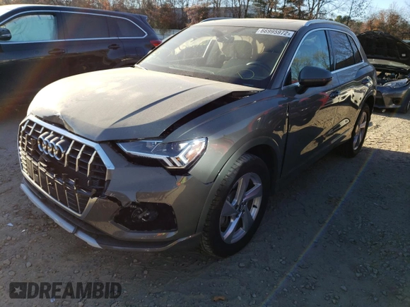 2020 Audi Q3 Premium Plus with VIN WA1BECF32L1106925, listed as a Copart auction lot 66995972 with 17,457 mi miles. Bid and sale history available at carsss.com. Image 2.