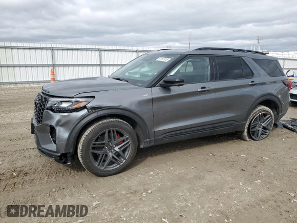 2025 Ford Explorer ST-Line z VIN 1FMUK8KH1SGA35391, wystawiony jako Copart lot #51157515 z przebiegiem 10 269 mil mil oraz Szkoda całkowita • Salvage title. Historia ofert i sprzedaży dostępna na DreamBid. Obrazek 1.