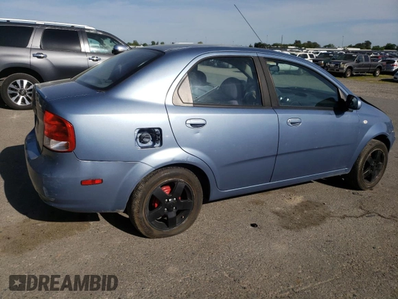 2006 Chevrolet Aveo LT with VIN KL1TG56676B528995, listed as a Copart auction lot 53152405 with 212,956 mi miles and Salvage title. Bid and sale history available at DreamBid. Image 3.
