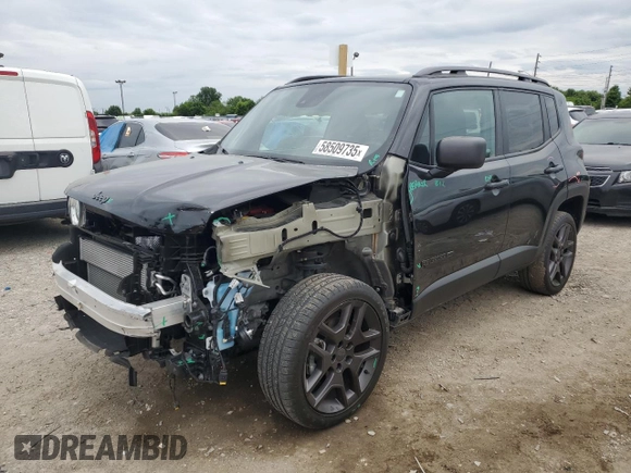 2021 Jeep Renegade 80th Anniversary with VIN ZACNJDBB2MPM96425, listed as a Copart auction lot 58509735 with 20,518 mi miles and Salvage title. Bid and sale history available at DreamBid. Image 1.