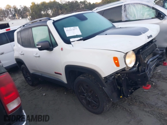 2018 Jeep Renegade Trailhawk with VIN ZACCJBCBXJPH18007, listed as a IAAI auction lot 41417677 with 46,296 mi miles. Bid and sale history available at carsss.com. Image 1.