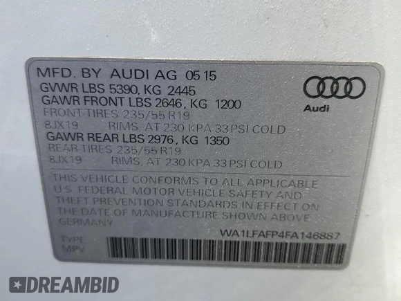 2015 Audi Q5 Premium Plus z VIN WA1LFAFP4FA146887, wystawiony jako Copart lot #57080865 z przebiegiem 83 215 mil mil oraz Szkoda całkowita • Salvage title. Historia ofert i sprzedaży dostępna na DreamBid. Obrazek 13.