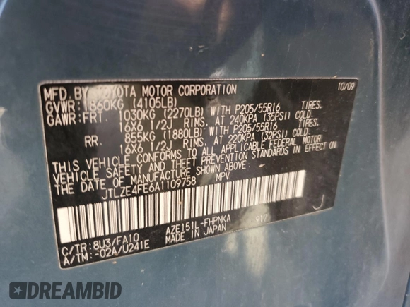 2010 Scion xB with VIN JTLZE4FE6A1109758, listed as a Copart auction lot 46534485 with 316,373 mi miles and Salvage Title. Bid and sale history available at DreamBid. Image 12.