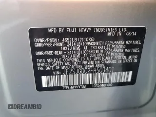 2015 Subaru Forester 2.0XT Premium with VIN JF2SJGDC2FH503401, listed as a Copart auction lot 50655705 with 116,319 mi miles and Clean Title. Bid and sale history available at carsss.com. Image 13.