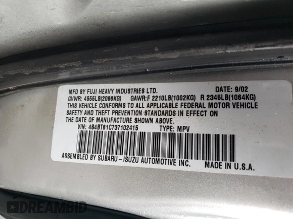 2003 Subaru Baja with VIN 4S4BT61C737102415, listed as a Copart auction lot 56096375 with 162,859 mi miles and Salvage Title. Bid and sale history available at DreamBid. Image 12.