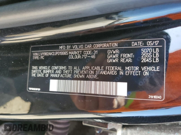 2018 Volvo S90 Momentum with VIN LVY982AK2JP019985, listed as a Copart auction lot 52828415 with 113,029 mi miles and Clean Title. Bid and sale history available at carsss.com. Image 13.