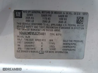 2018 GMC Terrain SLE with VIN 3GKALMEV5JL254481, listed as a IAAI auction lot 41778012 with 1 mi miles. Bid and sale history available at carsss.com. Image 9.