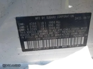 2017 Subaru Impreza with VIN 4S3GKAA62H1617133, listed as a IAAI auction lot 41574625 with 84,225 mi miles. Bid and sale history available at carsss.com. Image 9.