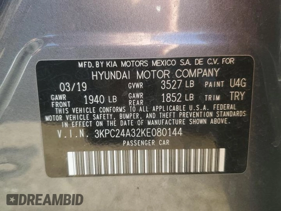 2019 Hyundai Accent SE with VIN 3KPC24A32KE080144, listed as a Copart auction lot 50579045 with 104,058 mi miles and Salvage Title. Bid and sale history available at carsss.com. Image 14.