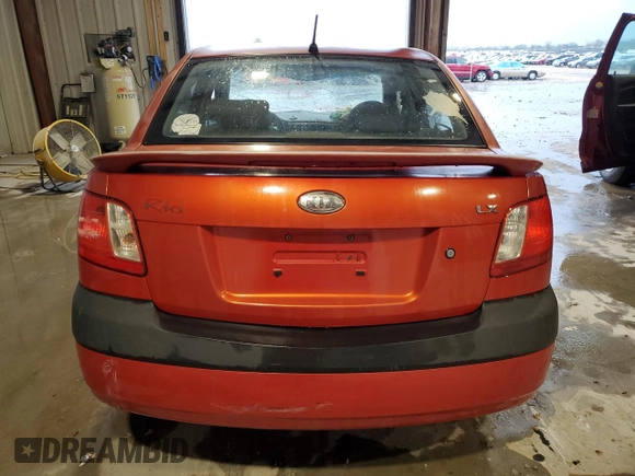 2008 Kia Rio LX with VIN KNADE123186318490, listed as a Copart auction lot 51544285 with Not Provided miles and Salvage Title. Bid and sale history available at DreamBid. Image 6.