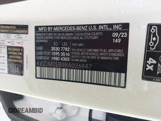 2023 Mercedes-Benz EQS with VIN 4JGDM2EB9PA026947, listed as a IAAI auction lot 41560054 with 19,895 mi miles. Bid and sale history available at carsss.com. Image 9.