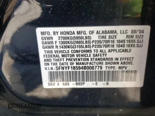 2004 Honda Pilot EX with VIN 5FNYF18594B006779, listed as a Copart auction lot 50913845 with 335,417 mi miles and Salvage Title. Bid and sale history available at DreamBid. Image 15.