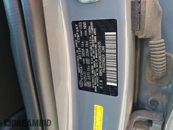 2022 Hyundai Elantra SEL z VIN KMHLM4AG4NU305405, wystawiony jako Copart lot #52662805 z przebiegiem 37 329 mil mil oraz Szkoda całkowita • Salvage title. Historia ofert i sprzedaży dostępna na DreamBid. Obrazek 14.