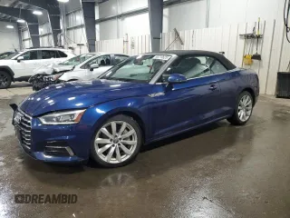 2018 Audi A5 Cabriolet Premium Plus z VIN WAUYNGF54JN012329, wystawiony jako Copart lot #56219625 z przebiegiem 144 306 mil mil oraz Szkoda całkowita • Salvage title. Historia ofert i sprzedaży dostępna na DreamBid. Obrazek 1.