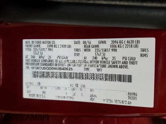 2017 Ford Escape SE with VIN 1FMCU0GD0HUB40625, listed as a Copart auction lot 48045405 with 90,273 mi miles and Clean Title. Bid and sale history available at carsss.com. Image 13.