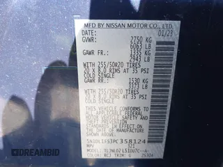 2023 Infiniti QX60 Luxe z VIN 5N1DL1FS3PC358124, wystawiony jako IAAI lot #41985237 z przebiegiem 17 259 mil mil oraz . Historia ofert i sprzedaży dostępna na DreamBid. Obrazek 9.