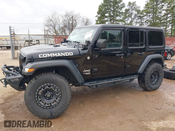 2018 Jeep Wrangler Unlimited Sport with VIN 1C4HJXDN6JW190027, listed as a IAAI auction lot 41351708 with 59,315 mi miles and . Bid and sale history available at DreamBid. Image 2.
