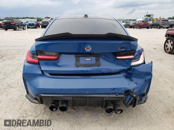 2023 BMW M3 Competition xDrive with VIN WBS43AY07PFP17918, listed as a Copart auction lot 58379405 with 11,581 mi miles and Salvage title. Bid and sale history available at DreamBid. Image 6.