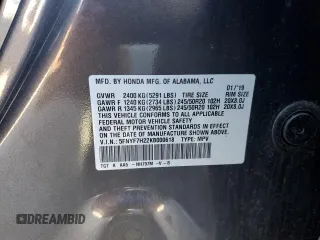 2019 Honda Passport Sport z VIN 5FNYF7H22KB000618, wystawiony jako Copart lot #80560084 z przebiegiem Nie podano mil oraz Szkoda całkowita • Salvage title. Historia ofert i sprzedaży dostępna na DreamBid. Obrazek 14.