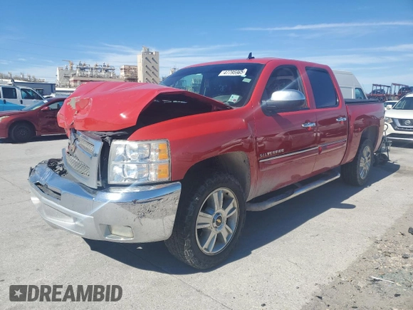 2013 Chevrolet Silverado 1500 LT with VIN 3GCPCSE04DG239398, listed as a Copart auction lot 47795905 with Not Provided miles and Salvage Title. Bid and sale history available at DreamBid. Image 1.