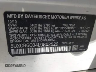 2020 BMW X5 xDrive40i with VIN 5UXCR6C04L9B02520, listed as a IAAI auction lot 41854137 with Not provided miles and . Bid and sale history available at DreamBid. Image 9.