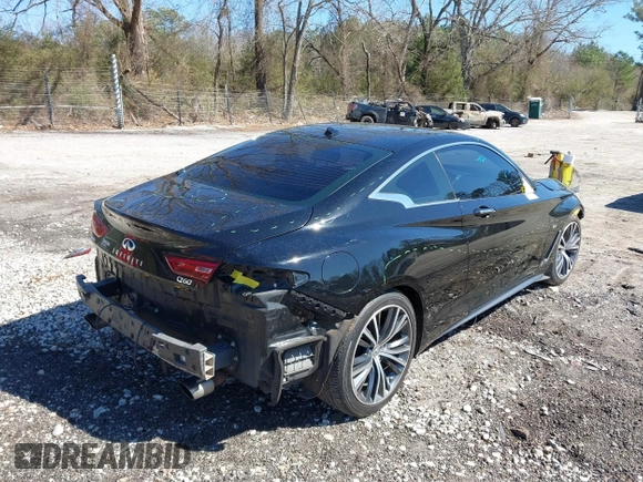 2018 Infiniti Q60 Luxe with VIN JN1EV7EL2JM392124, listed as a IAAI auction lot 41744375 with 63,421 mi miles and . Bid and sale history available at carsss.com. Image 4.