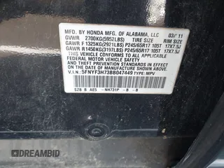 2011 Honda Pilot EX-L z VIN 5FNYF3H73BB047449, wystawiony jako IAAI lot #42006665 z przebiegiem 98 418 mil mil oraz . Historia ofert i sprzedaży dostępna na DreamBid. Obrazek 9.