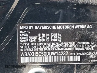 2013 BMW 5 Series 528i xDrive with VIN WBAXH5C50DDW14232, listed as a IAAI auction lot 42551529 with 101,342 mi miles and . Bid and sale history available at DreamBid. Image 9.