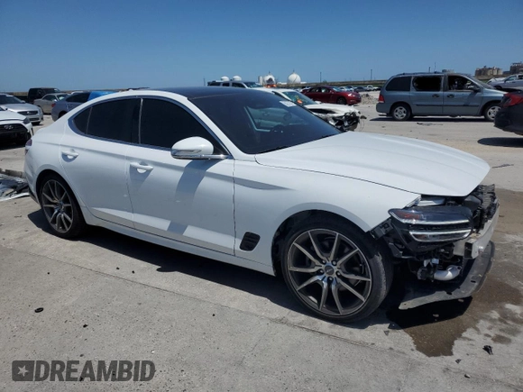2022 Genesis G70 2.0T with VIN KMTG34TA6NU098521, listed as a Copart auction lot 55772275 with 30,439 mi miles and Salvage title. Bid and sale history available at DreamBid. Image 4.