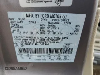2008 Ford Escape XLT z VIN 1FMCU03148KD67100, wystawiony jako Copart lot #48525425 z przebiegiem 182 122 mil mil oraz Szkoda całkowita • Salvage title. Historia ofert i sprzedaży dostępna na DreamBid. Obrazek 13.