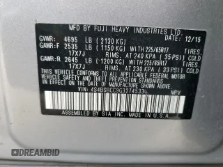 2016 Subaru Outback Premium with VIN 4S4BSBCC9G3274533, listed as a Copart auction lot 55119575 with 123,737 mi miles and Salvage title. Bid and sale history available at DreamBid. Image 14.