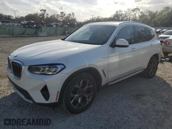 2024 BMW X3 sDrive30i z VIN 5UX43DP08R9T39988, wystawiony jako Copart lot #47793865 z przebiegiem 19 067 mil mil oraz Szkoda całkowita • Salvage title. Historia ofert i sprzedaży dostępna na DreamBid. Obrazek 1.