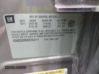 2012 Buick LaCrosse Leather with VIN 1G4GC5ER9CF204111, listed as a IAAI auction lot 42033655 with 152,895 mi miles. Bid and sale history available at carsss.com. Image 9.