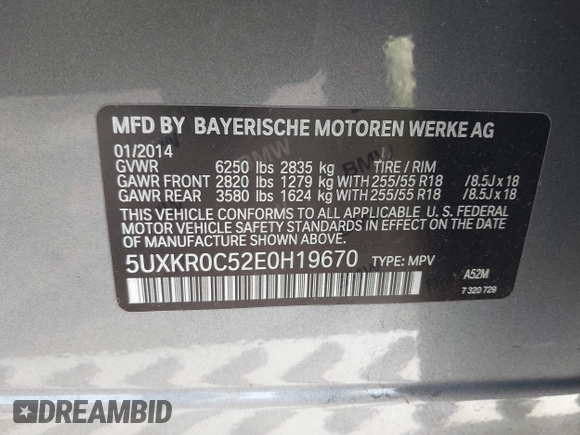 2014 BMW X5 xDrive35i z VIN 5UXKR0C52E0H19670, wystawiony jako IAAI lot #41909590 z przebiegiem 137 758 mil mil oraz . Historia ofert i sprzedaży dostępna na DreamBid. Obrazek 9.