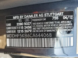 2012 Mercedes-Benz E with VIN WDDHF5KB6CA644068, listed as a Copart auction lot 50415805 with 141,629 mi miles and Salvage Title. Bid and sale history available at carsss.com. Image 12.