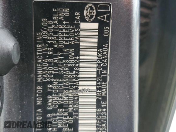 2010 Toyota Corolla с VIN 2T1BU4EE3AC278424, выставлен на аукционе Copart как лот 60081825 с пробегом 197 405 миль миль и Чистый • Clean title. История ставок и продаж доступна на DreamBid. Изображение 12.