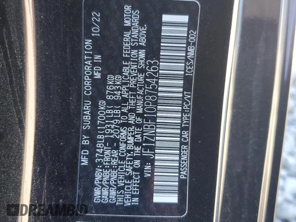 2023 Toyota 86 Premium with VIN JF1ZNBF10P8754263, listed as a Copart auction lot 49538445 with 42,512 mi miles and Salvage Title. Bid and sale history available at DreamBid. Image 14.
