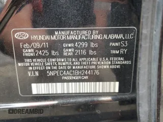 2011 Hyundai Sonata Limited with VIN 5NPEC4AC1BH244176, listed as a Copart auction lot 54203375 with 166,935 mi miles and Salvage Title. Bid and sale history available at carsss.com. Image 12.