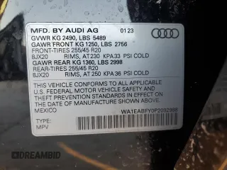 2023 Audi Q5 S line Premium Plus with VIN WA1EABFY0P2092988, listed as a Copart auction lot 41808045 with 30,750 mi miles and Salvage Title. Bid and sale history available at DreamBid. Image 14.